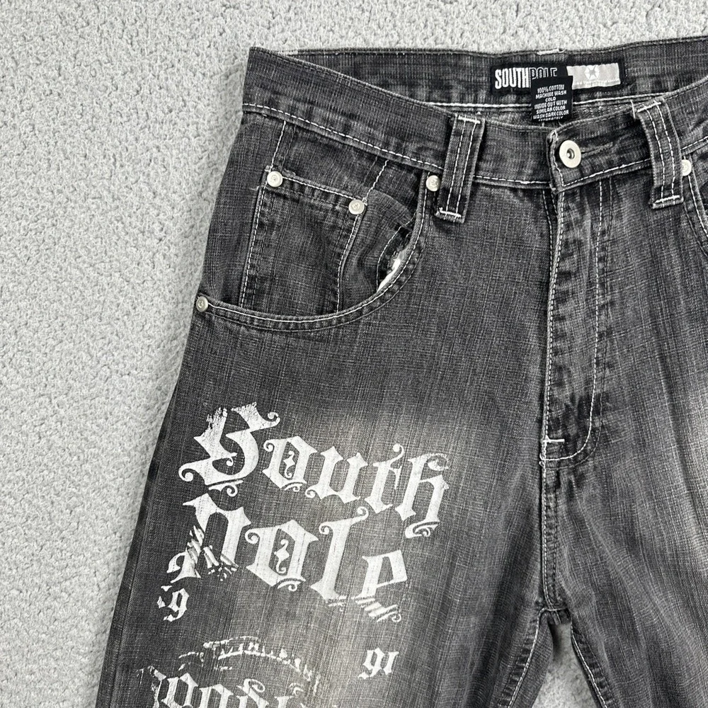 VTG Y2K Southpole Baggy Wide Leg Jeans Youth Boys Size 20 Blue Spellout Logo
